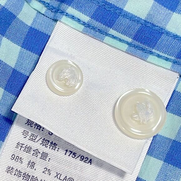 Abercrombie & Fitch mens blue gingham checkered plaid button down shirt - size S - Picture 7 of 9